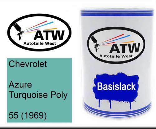 Chevrolet, Azure Turquoise Poly, 55 (1969): 500ml Lackdose, von ATW Autoteile West.